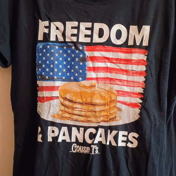 Cousin T's Freedom And Pancakes Tshirt, Black, XL, Trump - Picture 2 of 4